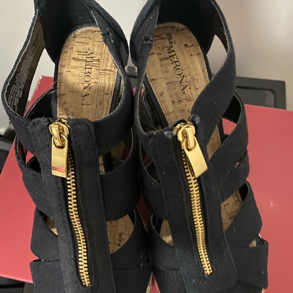 Black Wedges with Gold Hardware - Picture 5 of 6